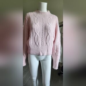 Timing Soft Pink Cable Knit Sweater